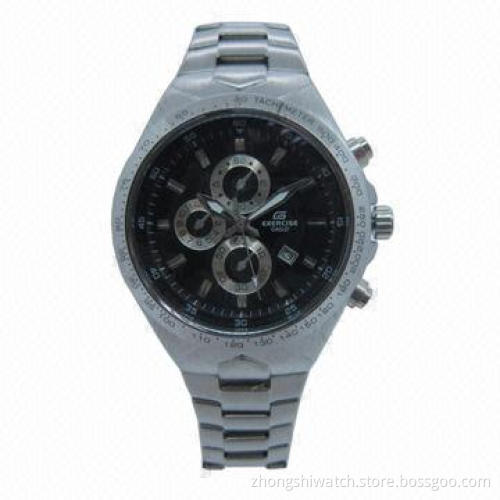 Men's Metal Watch with Multi-dial, IP Silver Metal, Day/Date, Customers' Designs Welcomed